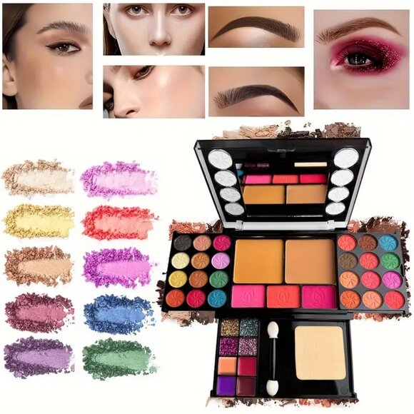 Other - 37 Multi-functional Makeup Tray Powder Puff Eyeshadow Brush Includes Eyeshadow